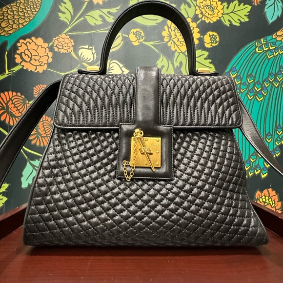 Bally Handbags - Bally Vintage Quilted Lambskin Satchel – Black with Gold Hardware